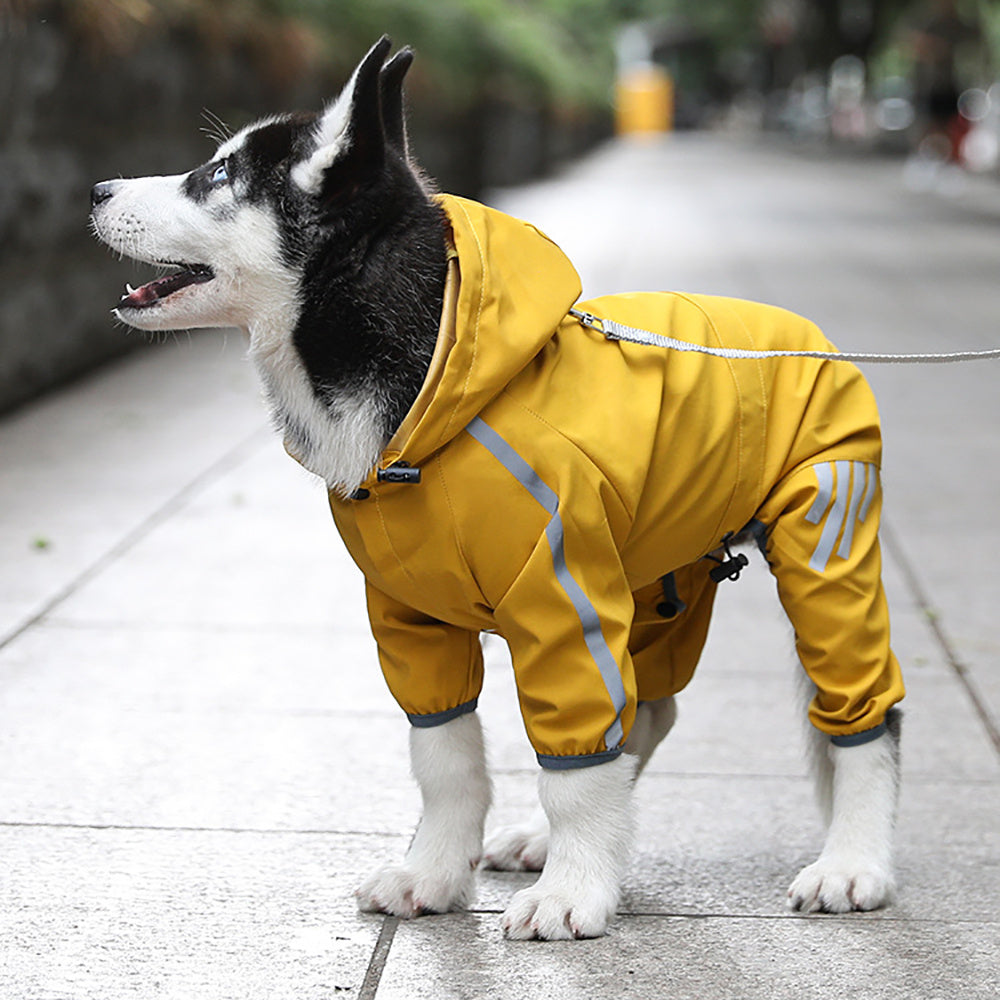 Waterproof Dog Raincoat with Reflective Straps and Hood for Small and Medium Dogs