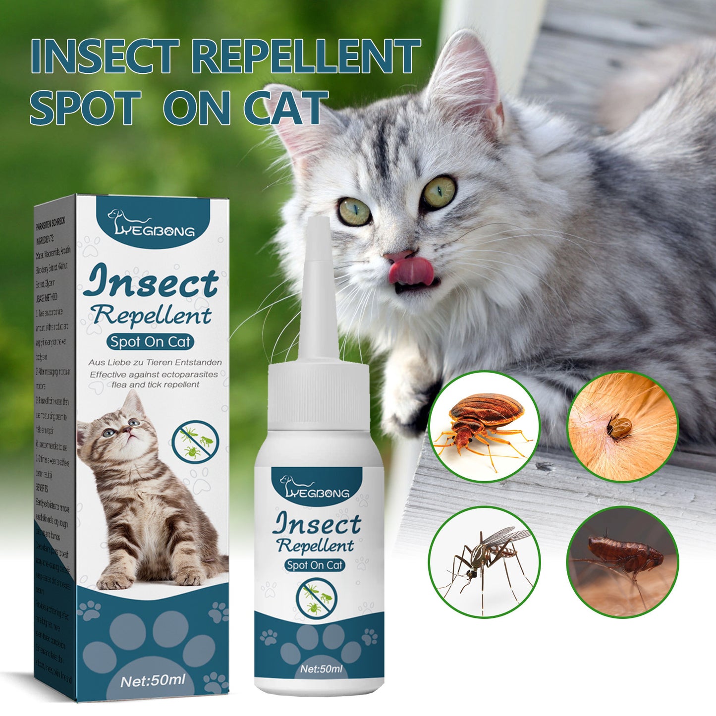 Cat Flea Tick Spray Natural Protection 50ml