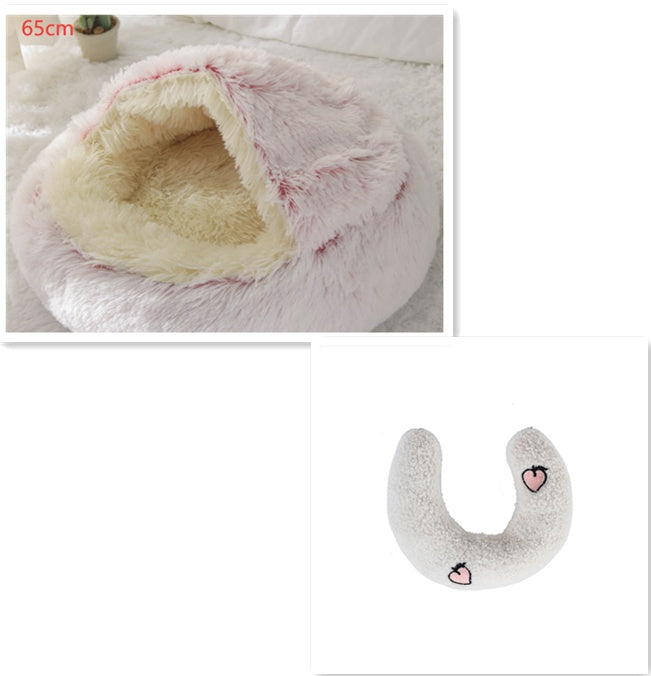 Plush Round Dog and Cat Bed for Winter Comfort