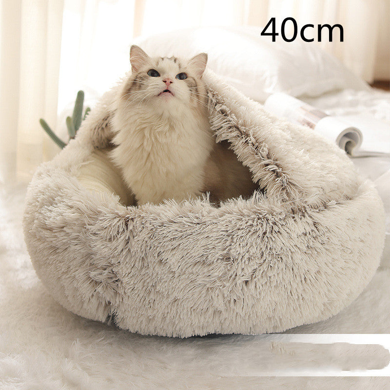 Plush Round Dog and Cat Bed for Winter Comfort