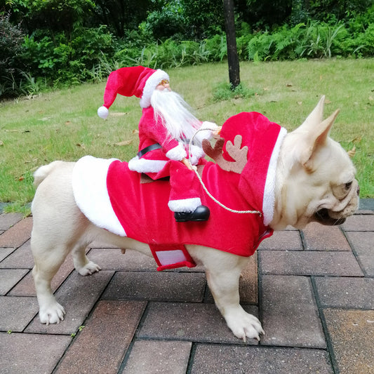 Santa Claus Riding Deer Christmas Dog Outfit