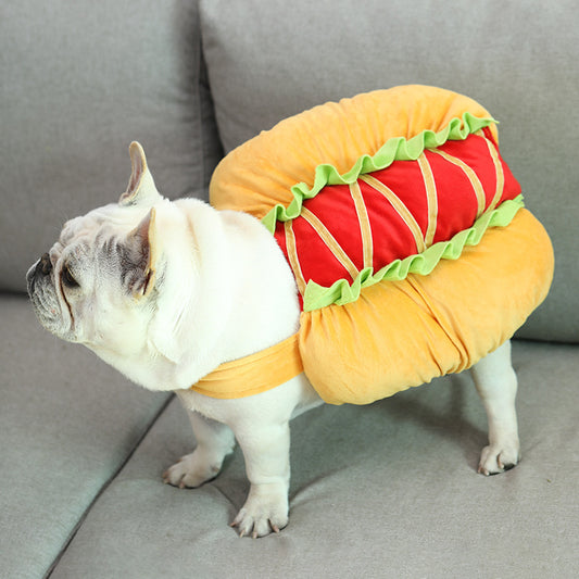 Funny Hot Dog Burger Dog Costume Crossdress Outfit for Dogs