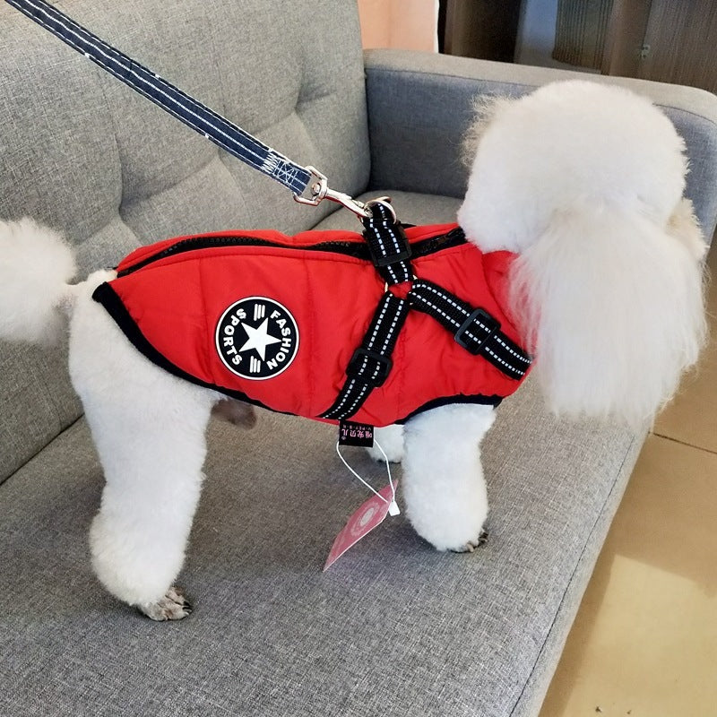 Waterproof Winter Dog Jacket with Built-in Harness for Cold Weather