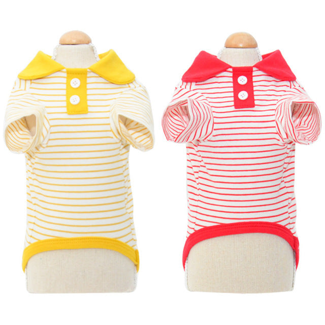 Striped Polo Shirt for Pets Comfortable Cotton Dog Shirt for Casual Wear