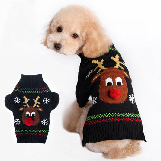 Christmas Pet Sweater with Poinsettia Design