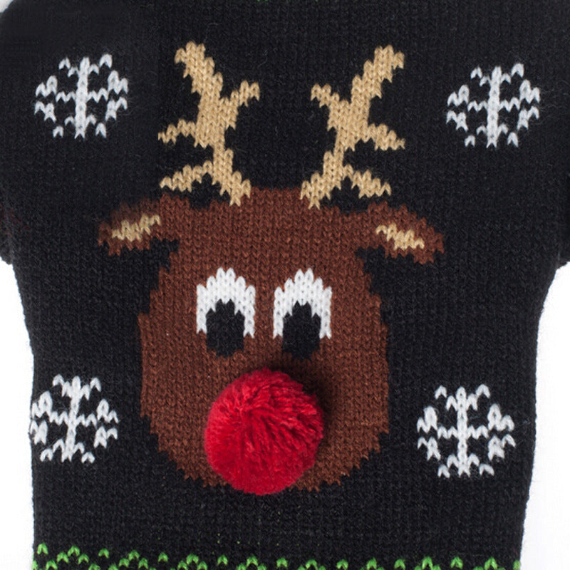Christmas Pet Sweater with Poinsettia Design