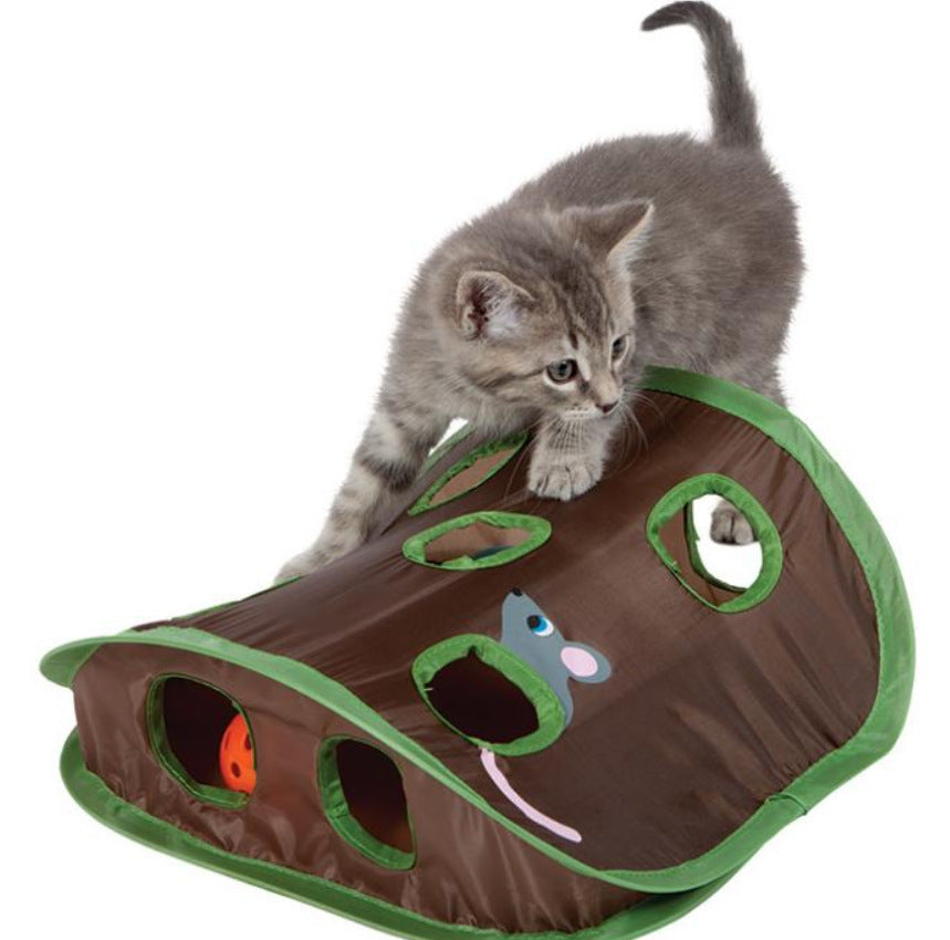 Pet Puzzle Nine-hole Mouse Hole Bell Ball Cat Interactive Toy Cat Hide And Seek Channel