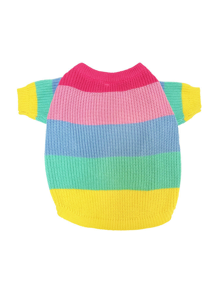 Rainbow Wool Dog Sweater – Colorful and Cozy Sweater for Your Furry Friend
