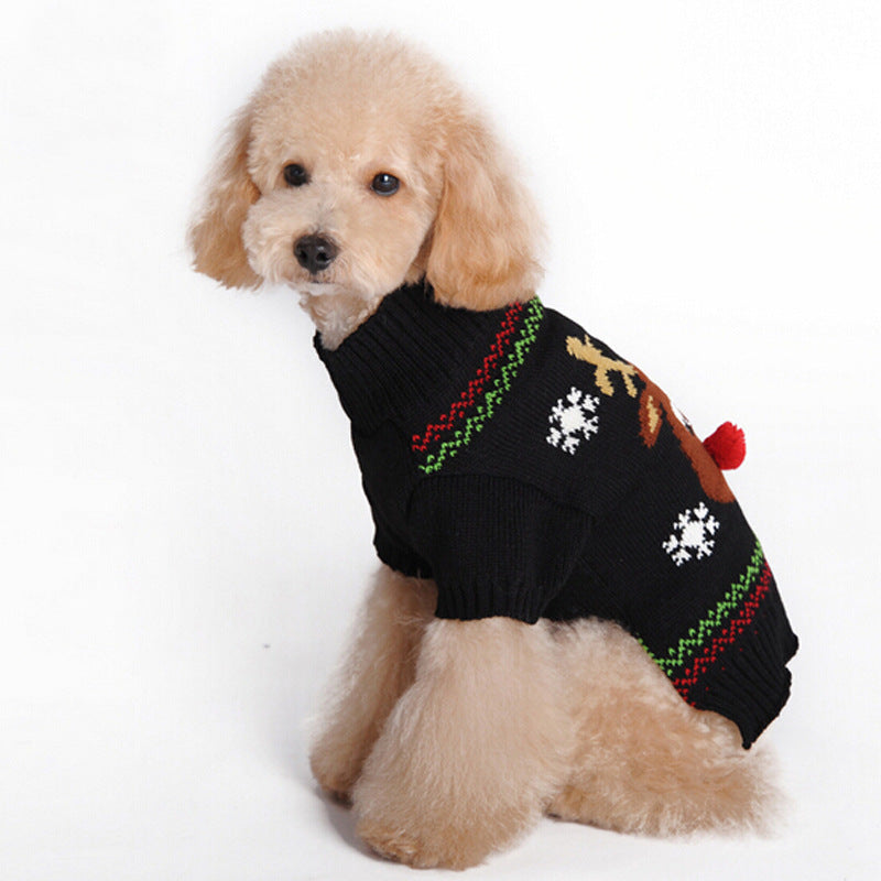 Christmas Pet Sweater with Poinsettia Design