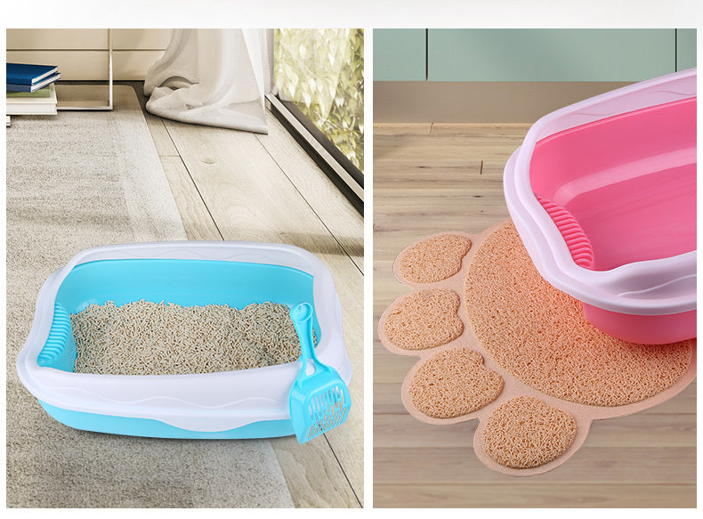 Cat Litter Box Set with Mat and Shovel