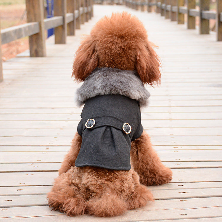 Wool Collar Dog Winter Coat for Small and Large Breeds