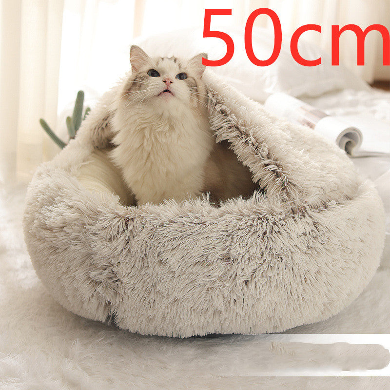 Plush Round Dog and Cat Bed for Winter Comfort