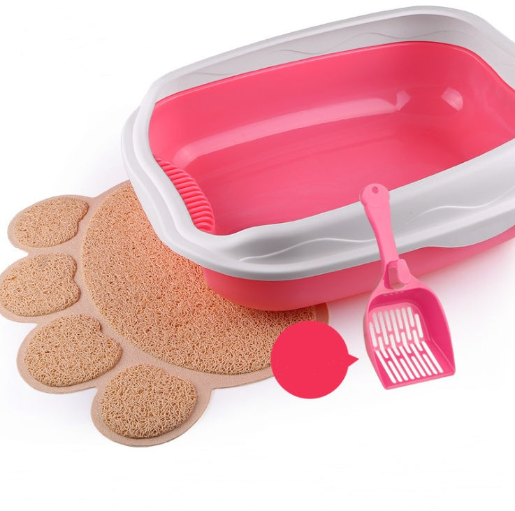 Cat Litter Box Set with Mat and Shovel