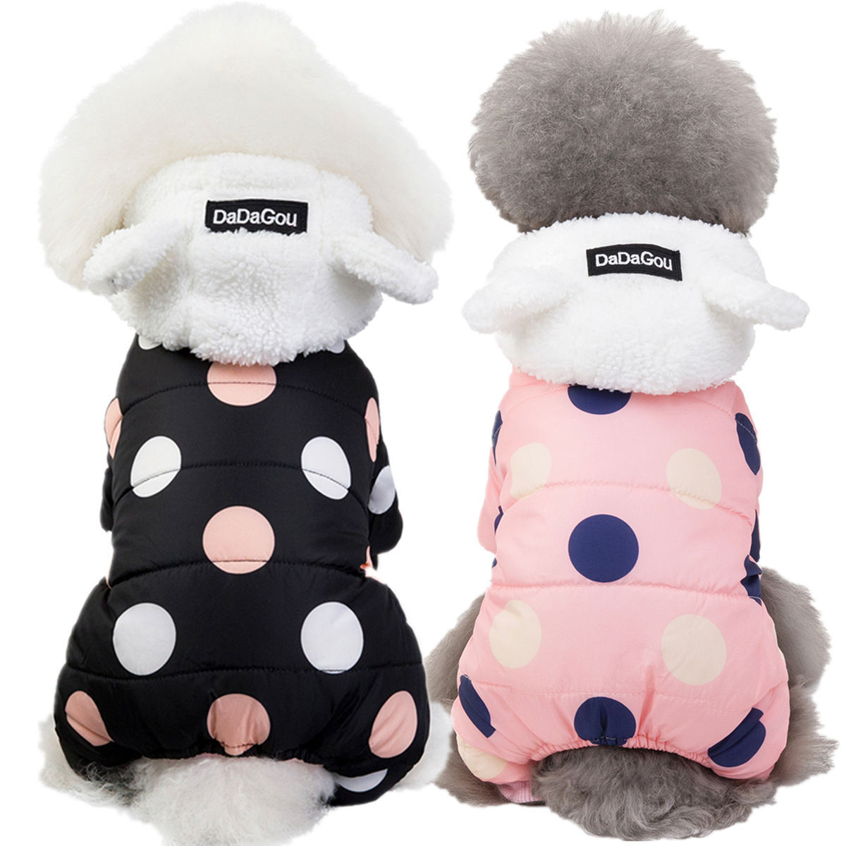 Warm Cotton Four-Legged Pet Coat Polka Dot Design for Winter