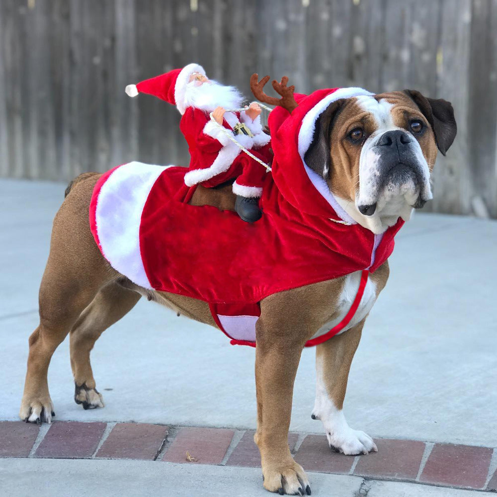 Santa Claus Riding Deer Christmas Dog Outfit