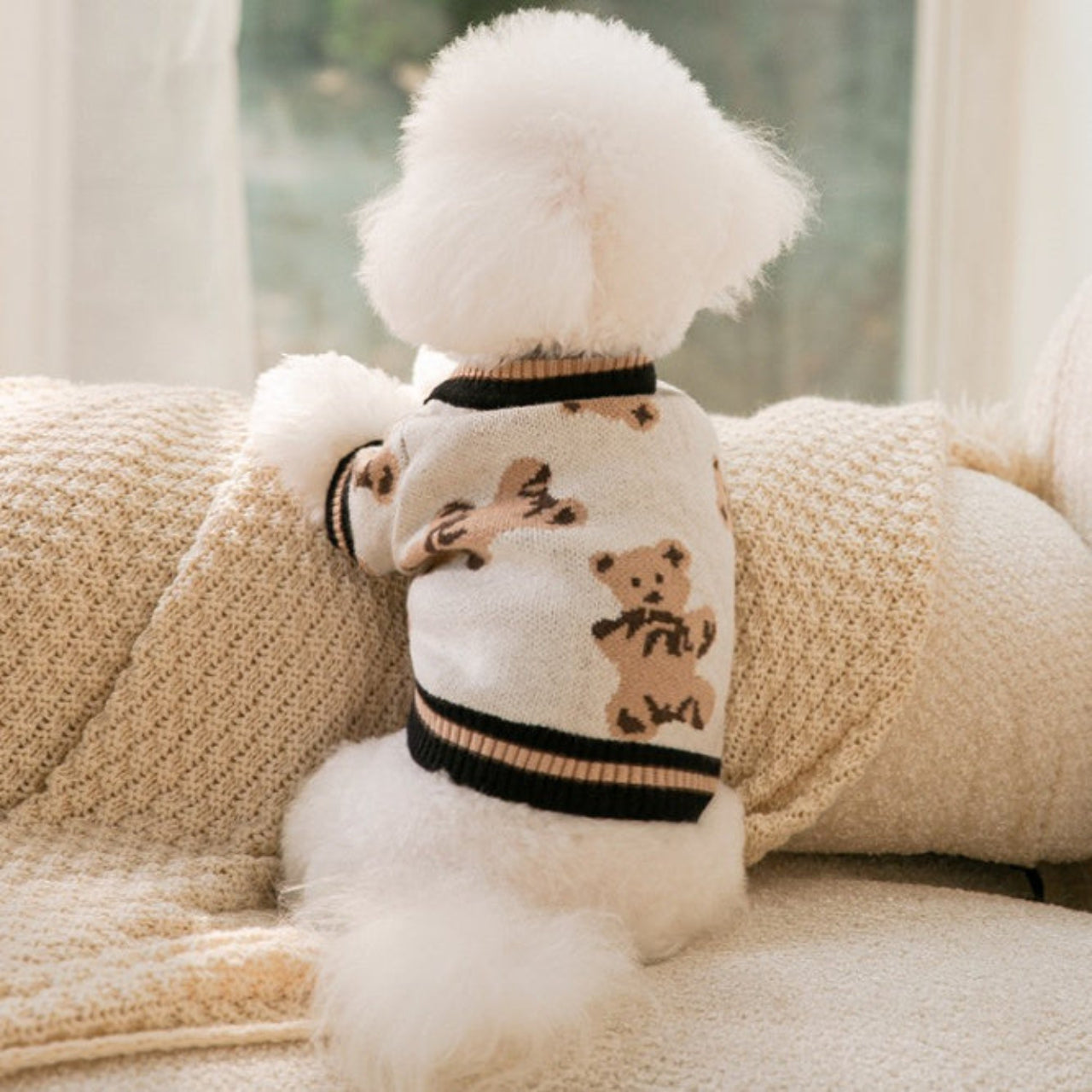 Preppy Style Dog Cat Sweater V-Neck Striped Vest for Winter
