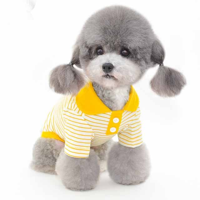 Striped Polo Shirt for Pets Comfortable Cotton Dog Shirt for Casual Wear