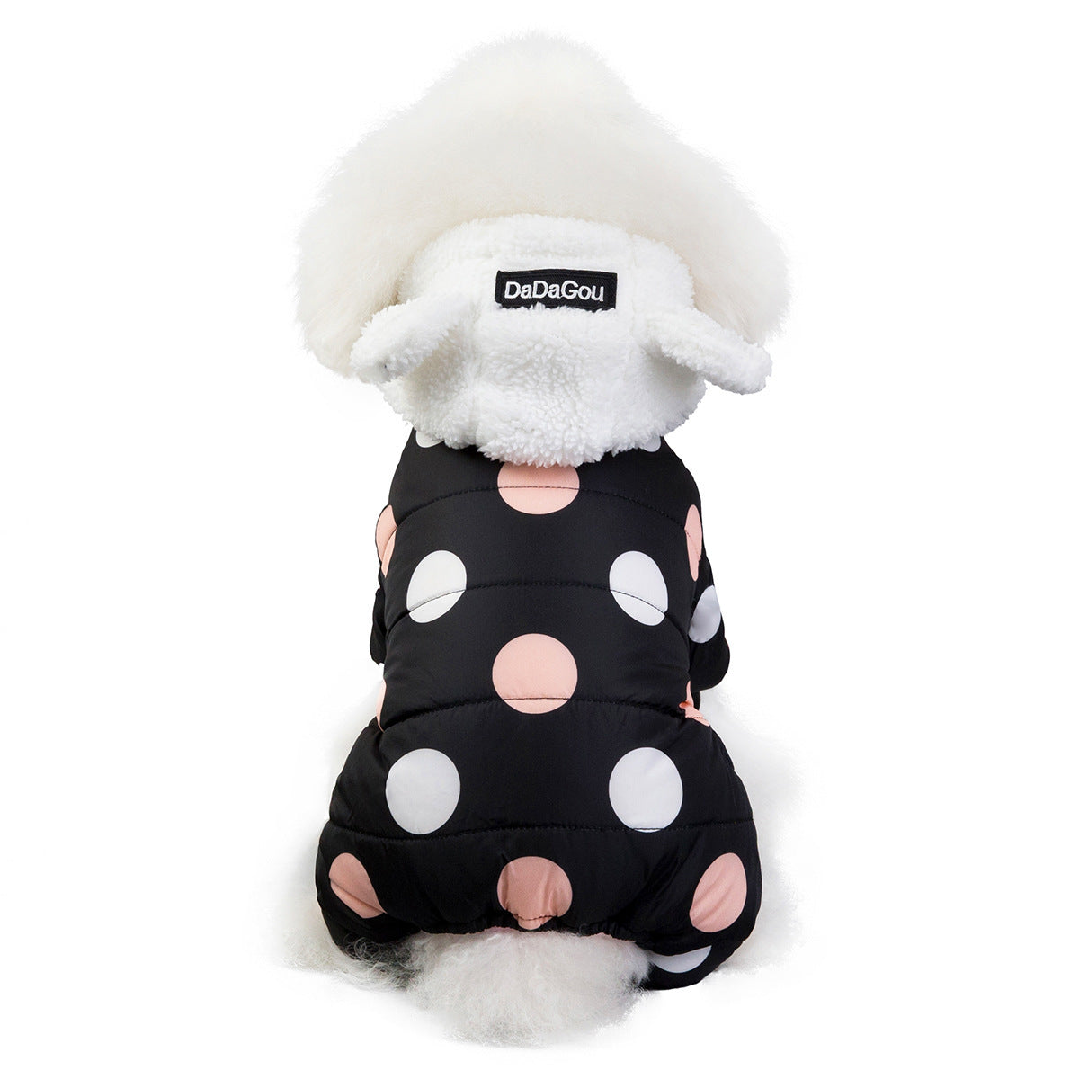 Warm Cotton Four-Legged Pet Coat Polka Dot Design for Winter