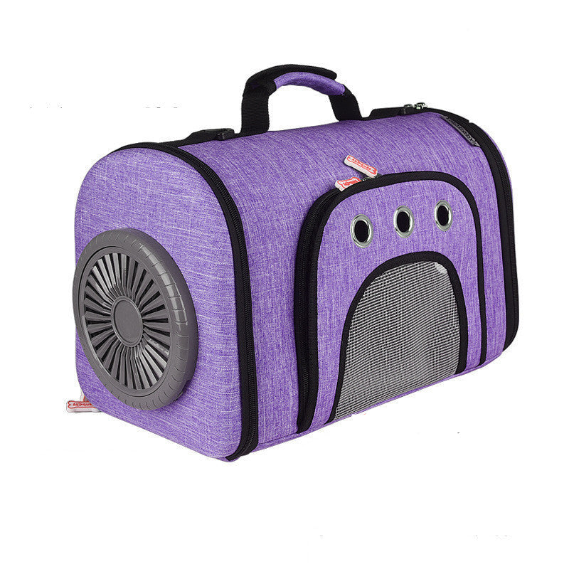 Pet Out Bag with Fan & Side Mesh Ventilation – Space Cat Bag
