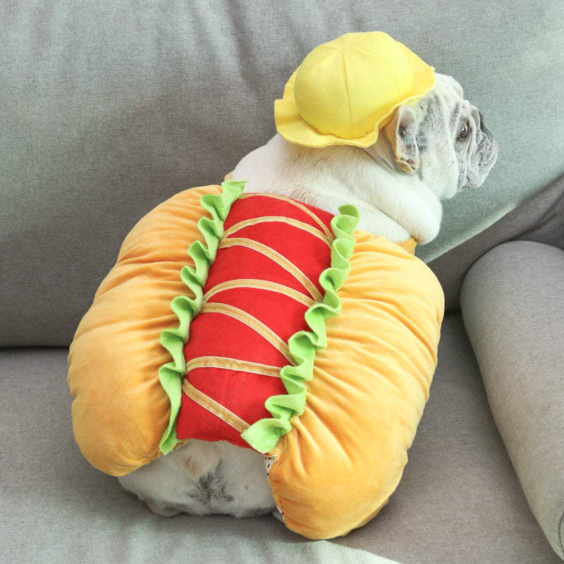 Funny Hot Dog Burger Dog Costume Crossdress Outfit for Dogs