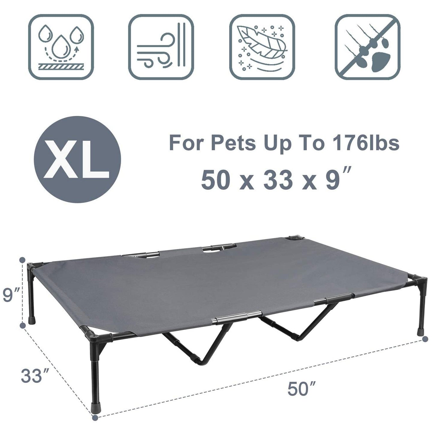 Large Elevated Outdoor Pet Camping Bed Description: