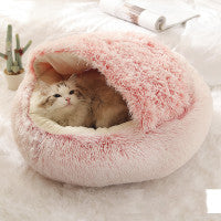 Plush Round Dog and Cat Bed for Winter Comfort