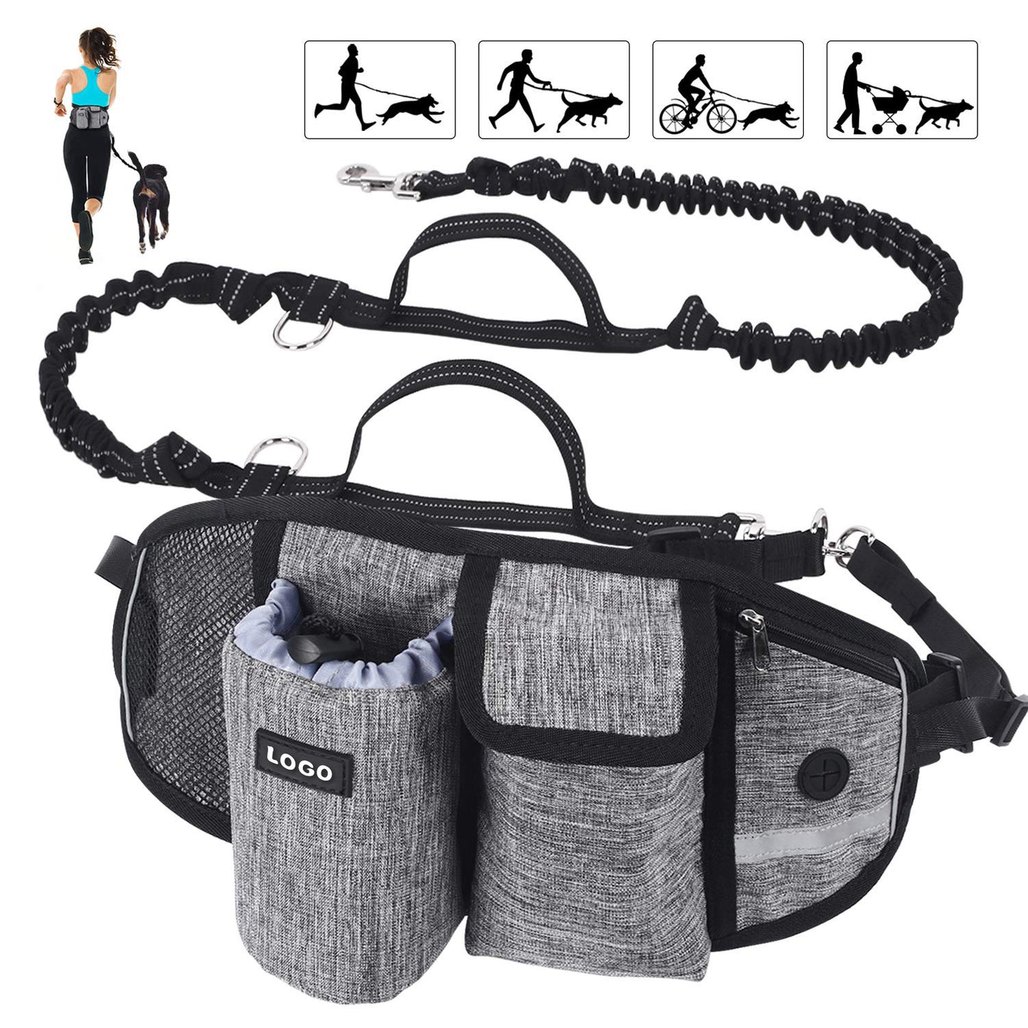 Hands-Free Dog Leash Waist Bag for Walking and Training