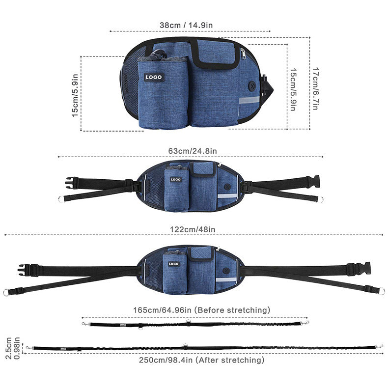 Hands-Free Dog Leash Waist Bag for Walking and Training