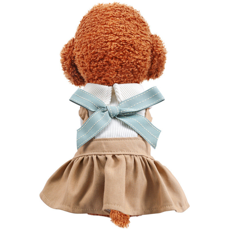Cute Dog Cat Dress with Bowknot Elegant Pet Outfit for Small Dogs and Cats