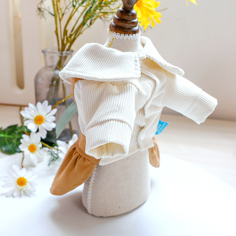Cute Dog Cat Dress with Bowknot Elegant Pet Outfit for Small Dogs and Cats