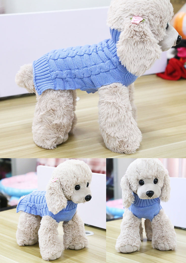 Soft Cashmere Twisted Rope Knit Dog Sweater