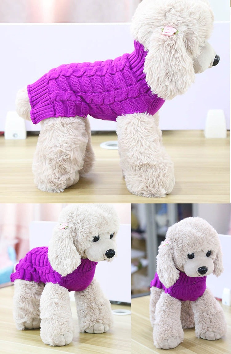 Soft Cashmere Twisted Rope Knit Dog Sweater