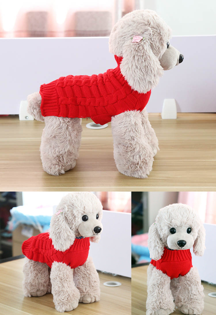 Soft Cashmere Twisted Rope Knit Dog Sweater