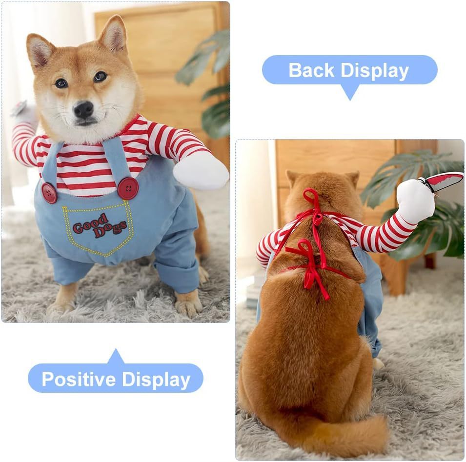 Striped Halloween Dog and Cat Harness Pants – Fun 3-Piece Set with Knife Accessory