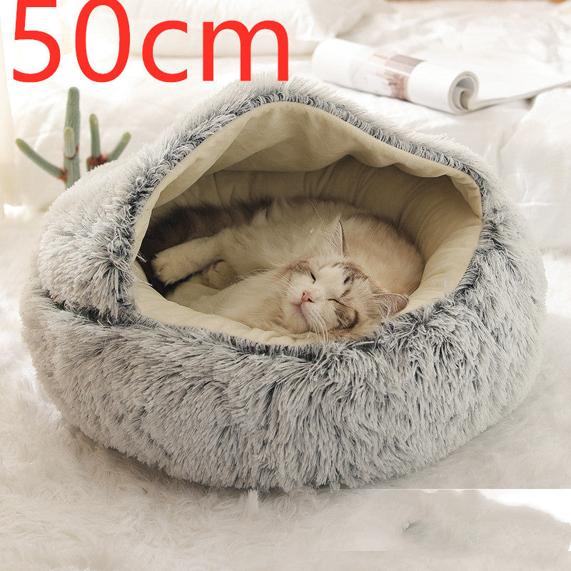 Plush Round Dog and Cat Bed for Winter Comfort