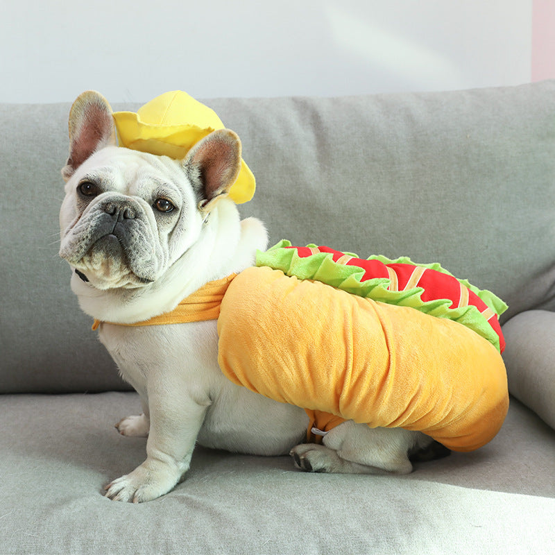 Funny Hot Dog Burger Dog Costume Crossdress Outfit for Dogs