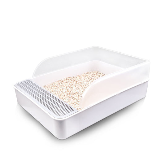 Compact Semi Enclosed Cat Litter Box for Easy Cleaning