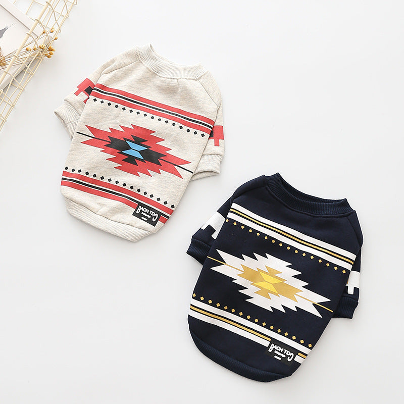 Casual Cotton Sweater for Pets Comfortable National Style Pet Clothing