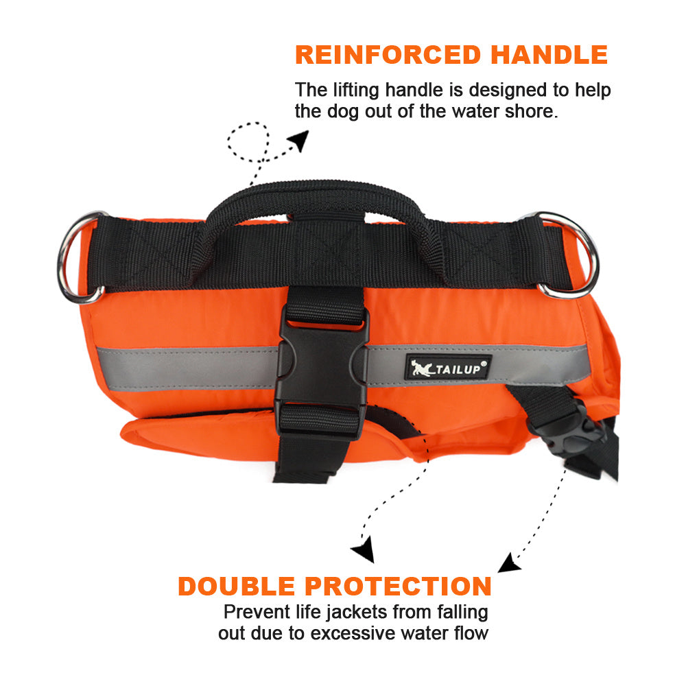 Reflective Dog Life Jacket with Buoyancy and Safety Features
