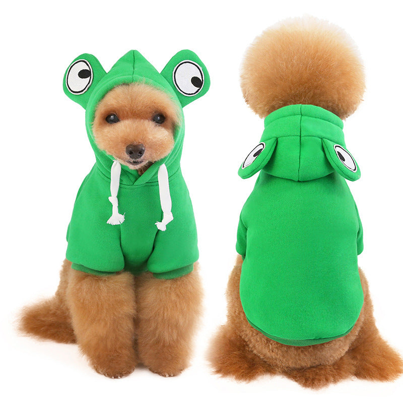 Frog Dog Sweater Fleece Clothes for Small and Medium Dogs Fashionable Pet Apparel