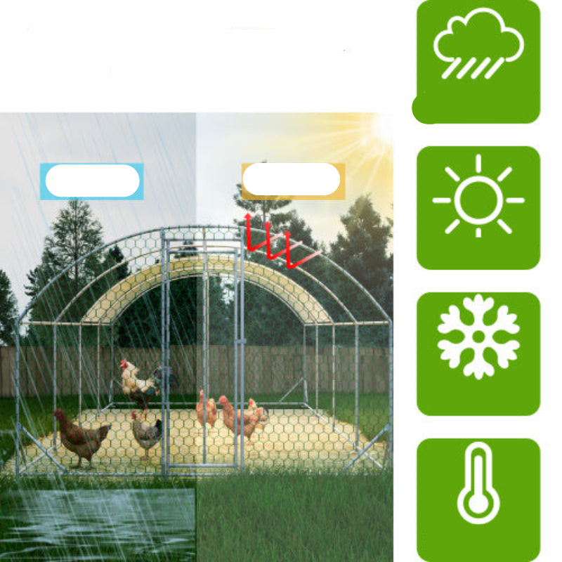 26'x9'x6' Large Metal Chicken Coop with Waterproof Cover