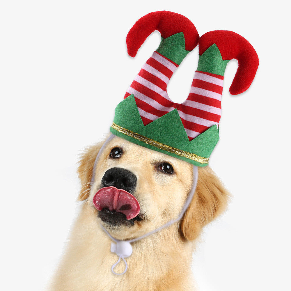 Pet Christmas Dress Up Dog Christmas Hat Funny Striped Clown Hat Pet Christmas Ornaments Headgear