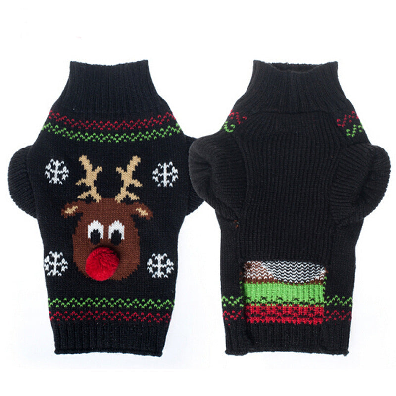 Christmas Pet Sweater with Poinsettia Design