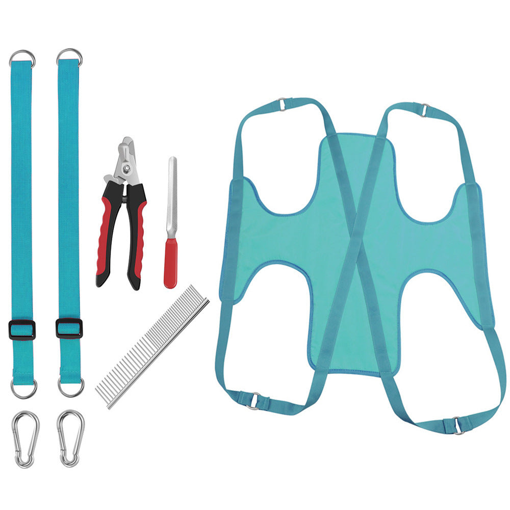 Pet Grooming Hammock with Nail Clippers and Trimmer