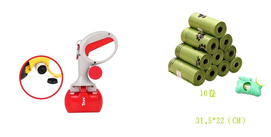 Portable Dog Poop Scooper with Waste Bag Dispenser for Quick Cleanup