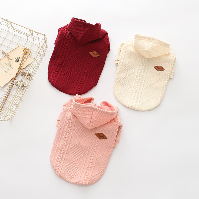 Cotton Coat for Pets in Pink, Wine Red, and Apricot Colors