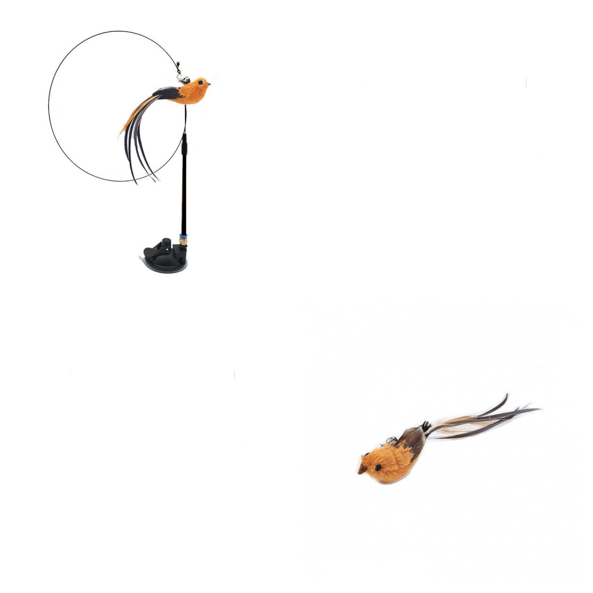 Cat Teaser Stick Can Replace The Head Steel Wire Feather Pole Can Replace Toys