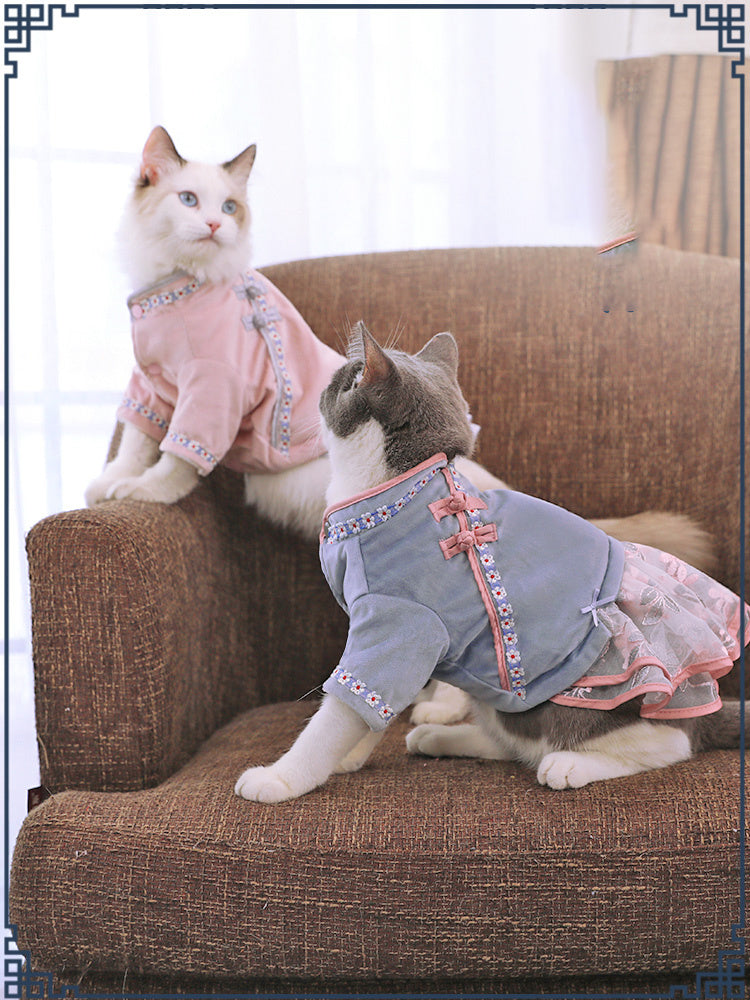 Elegant Cat Clothes with Stylish High Waist Bow Skirt