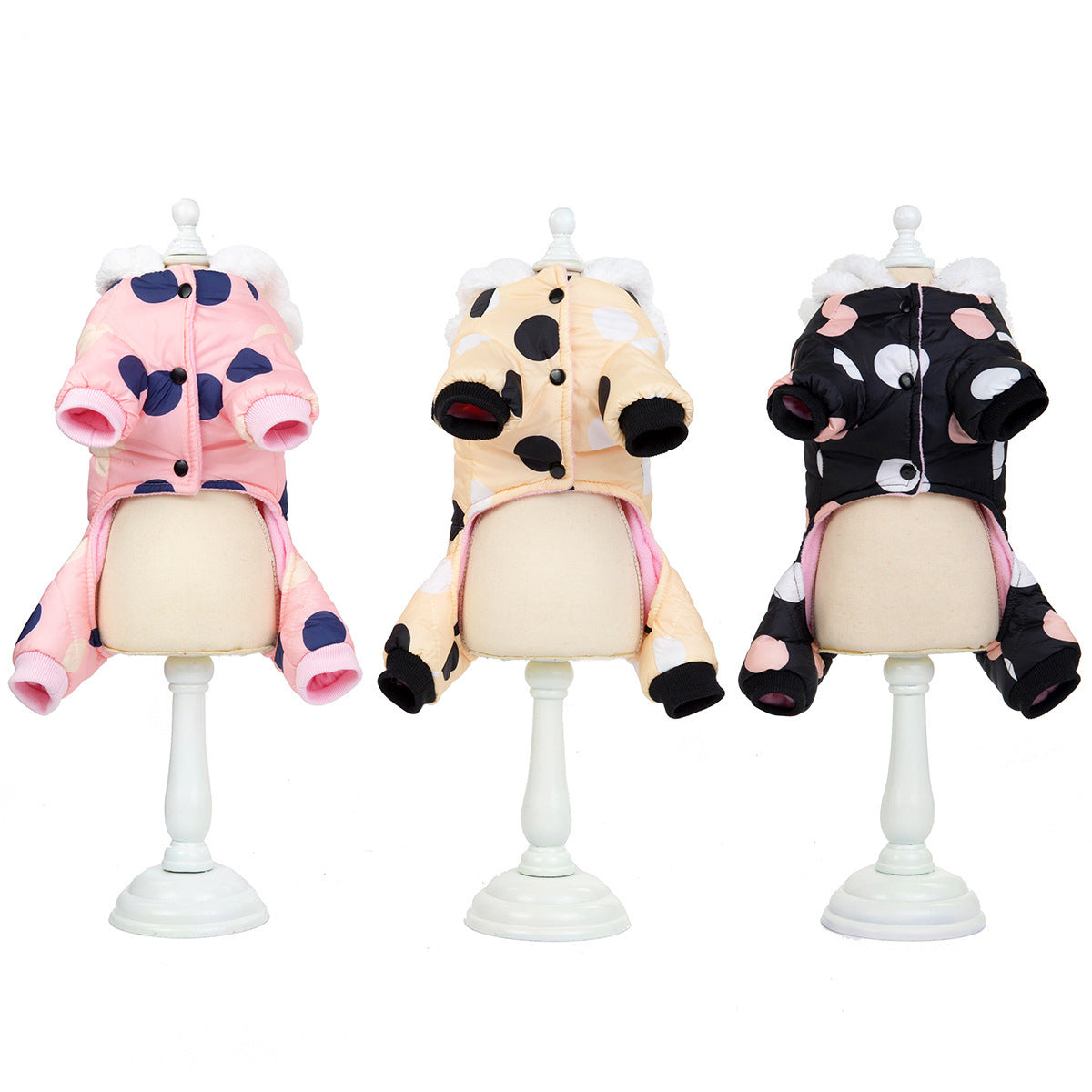 Warm Cotton Four-Legged Pet Coat Polka Dot Design for Winter
