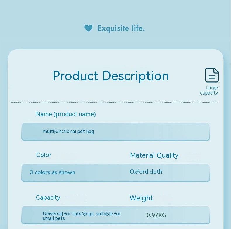 Outdoor Portable Backpack Portable Folding Breathable Cat Pet Dog Bag